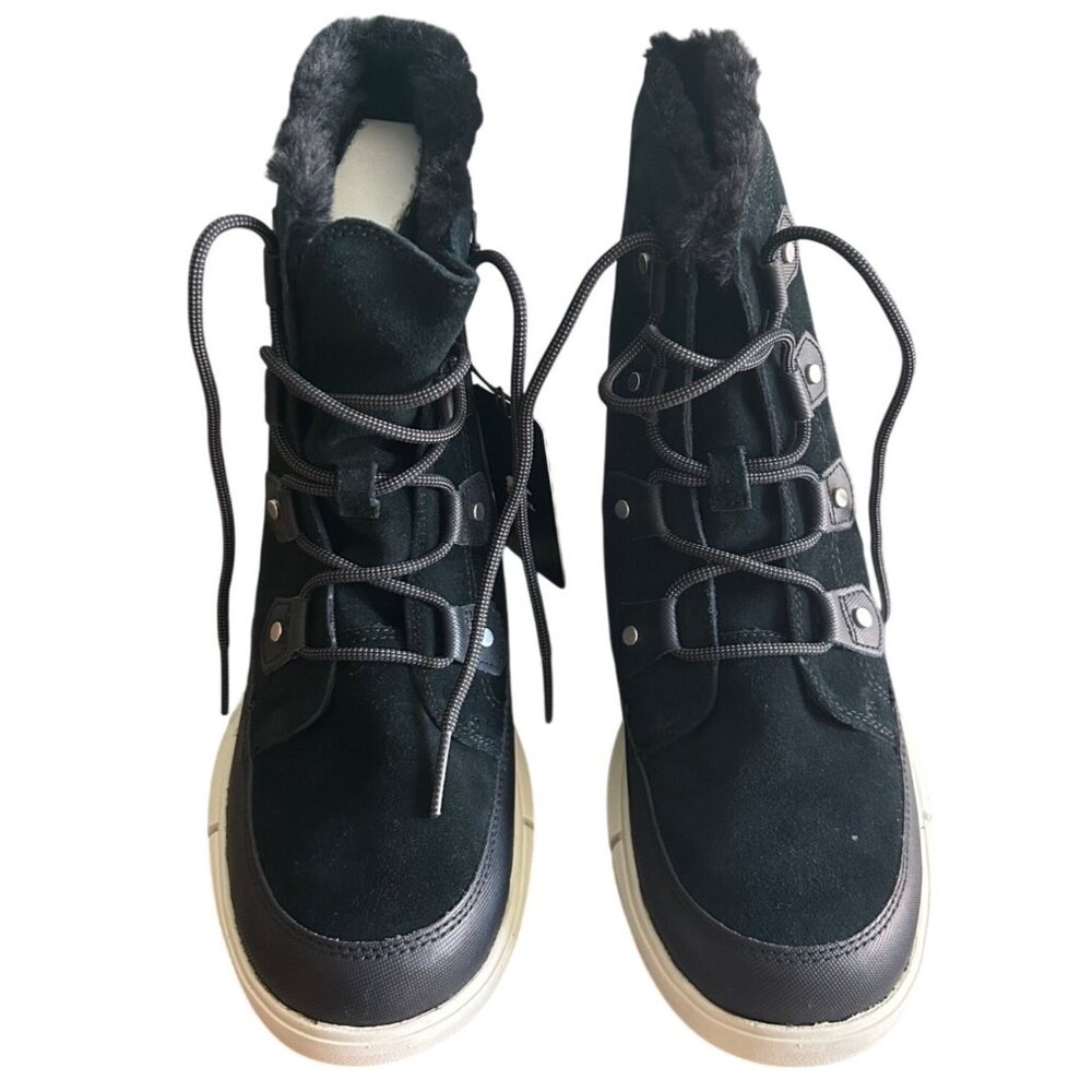 Sorel Explorer II Joan Faux Fur Waterproof Lace-Up Boots Black Women's 11 New - Picture 3 of 6